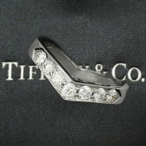 Pt950 TIFFANY＆Co. Vバンド リング 約9号 5.5g ダイヤモンド7P 仕上済 ティファニー プラチナ 指輪 #9 ダイヤ 3101859