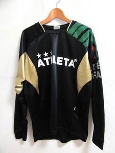 f8797n アスレタ ATHLETA 速乾 長袖シャツ M 黒×金 サッカー フットサル トレーニング プラクティス