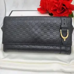 【希少】 GUCCI グッチ GG 長財布 財布 ベルト 金具 ブラック 黒