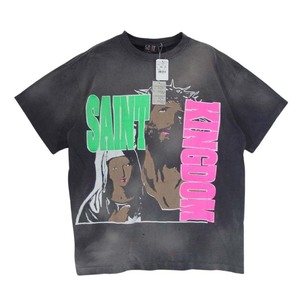 SAINT MICHAEL セントマイケル 24SS SM-YS3-0000-C45 キングダム プリント ダメージ ヴィンテージ加工 半袖 Tシャツ【未使用】【中古】