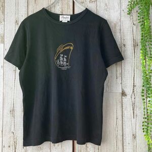 ☆SIGNATURE シグネチャー☆Tシャツ S ブラック 半袖 ビーズ 装飾 クルーネック 黒 コットン トップス [送料無料☆匿名配送] ◎3475