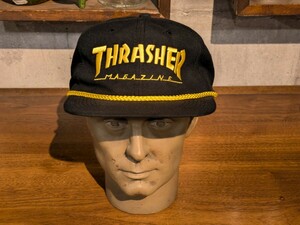 新品！THRASHER スラッシャー USAライン CAP キャップ フレアー ブラック スケートボード ハードコア オールドスクール