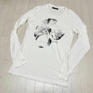 和498★ HAMNETT ハムネット 長袖 プリント Tシャツ ロンT L ホワイト メンズ キャサリンハムネット