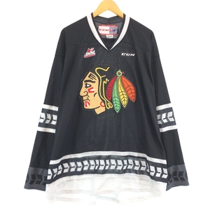 古着 CCM NHL CHICAGO BLACKHAWKS シカゴブラックホークス ゲームシャツ ホッケーシャツ カナダ製 メンズXXXL /eaa432092