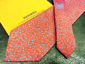 ★並品★4R01902【HERMES】エルメス「花 小花 柄」ネクタイ