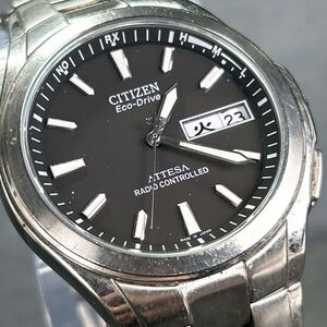 CITIZEN シチズン ATTESA アテッサ エコドライブ ATD53-2792 腕時計 電波ソーラー アナログ チタニウム ブラック文字盤 カレンダー メンズ