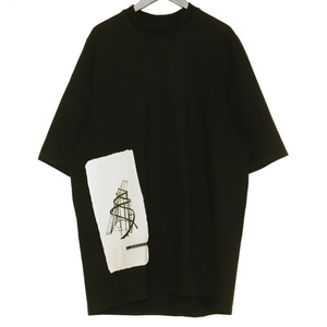 RICK OWENS DRKSHDW JUMBO TEE S ブラック DU19S4274-RIGEP1 リックオウエンスダークシャドウ パッチワークジャンボTシャツ 半袖カットソー