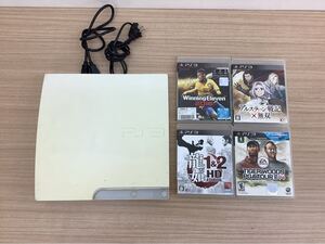 ◯営HM152-A4T80【埼玉発】SONY PlayStation3本体＋ソフト4本まとめ売り CECH-3000A 160GB ホワイト 初期化済 通電簡易動作確認済 現状品