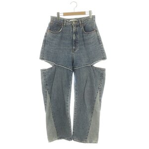 マウジー MOUSSY CUT OUT WIDE STRAIGHT デニムパンツ ジーンズ ジッパーフライ コットン 26 紺 ネイビー /NR ■OS ■SH レディース