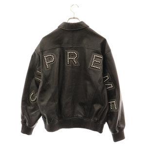 SUPREME シュプリーム 18SS Studded Arc Logo Leather Jacket スタッズアーチロゴ ジップアップ レザージャケット ブラック