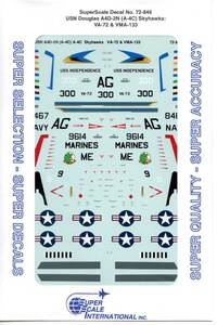 SuperScaleデカール 72-846 USN A4D-2N (A-4C) A-4C Skyhawks: VA-72 & VMA-133