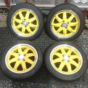 165/55R15ポテンザ未使用夏タイヤブリヂストンENKEI日本製アルミホイールセット4本セットアルトミラコペンワゴンRタントプレオN-VAN N-BOX