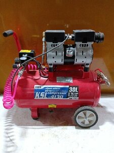 【1円スタート！】KENOH ケンオー 静音オイルレス エアーコンプレッサー KSL-4130 タンク容量30L 動作良好 ※佐川着払い発送