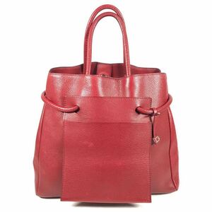 【デルヴォー】本物 DELVAUX ハンドバッグ 赤色系 トートバッグ 本革 レザー 女性用 レディース