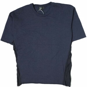 新品 kolor カラー 日本製 キュプラドッキング ヘビーウェイトカットオフTシャツ 12SCM-T21207 1 NAVY 半袖 再構築 トップス g8543