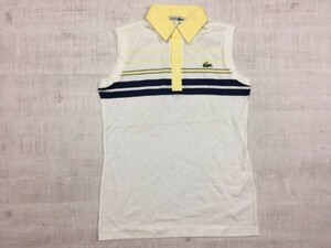 ラコステ CHEMISE LACOSTE レトロ トラッド ビンテージ 古着 ボーダー切替 ノースリーブ ポロシャツ レディース 42 白