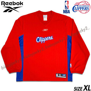 稀少■REEBOK (リーボック)90s-00s ヴィンテージ NBA LOS ANGELES CLIPPERS ロサンゼルス クリッパーズ 長袖 ゲームシャツ ロンT 赤青 XL③