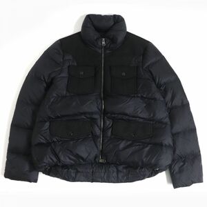 美品□MONCLER/モンクレール ミハラヤスヒロ KIKU ウール切り替え ダブルジップ ダウンジャケット/パフィージャケット ブラック 0 メンズ