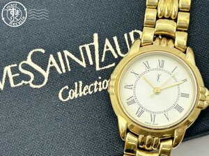 2406601924　◇ YVES SAINT LAURENT イブサンローラン YSL ゴールド 3針 箱付き クォーツ QUARTZ QZ 腕時計 中古