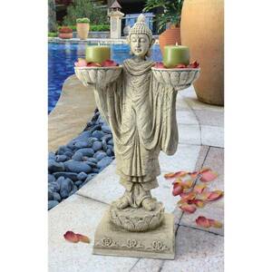鉢を持つ仏像　石像風チベット仏教彫刻インテリア雑貨仏陀置物彫刻オブジェアクセント小物装飾品飾りアウトドア対応ガーデン屋外ホームデコ