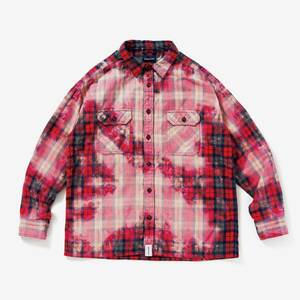 希少★新品本物【赤★サイズ2】★MOSS CHECK LS SHIRT モスチェック シャツ ブリーチ 正規店購入 ディセンダント 入手困難 DESCENDANT 19AW