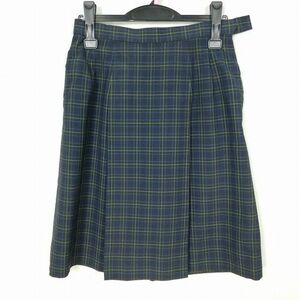 1円 スクールスカート 大きいサイズ 夏物 w72-丈57 チェック 東京小金井第二中学 プリーツ 学生服 制服 女子 中古 IN7462