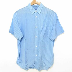 美品 22SS COMME des GARCONS HOMME コムデギャルソンオム 半袖 キュプラストライプMIX S/Sシャツ S ブルー系