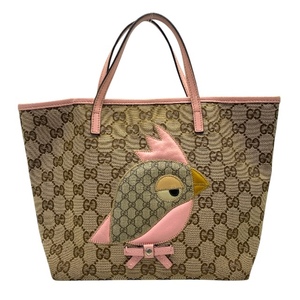 GUCCI グッチ 271101 トートバッグ ハンドバッグ 手持ち鞄 肩掛け GUCCI ZOO パパガッロ GGキャンバス レザー ベージュ ピンク