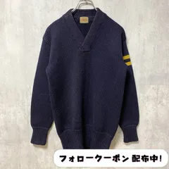 古着　used　Art-Kote　ヴィンテージ　長袖Vネックニット　厚手セーター　ネイビー　マトンスリーブ　秋冬服