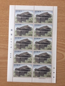 国宝シリーズ 第２次 第６集 清水寺本堂 100円 1シート(10面) 切手 未使用 1977年