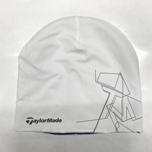 【USED】TaylorMade テーラーメイド ニット帽 ホワイト 白 ブルー 青 レディース ゴルフウェア