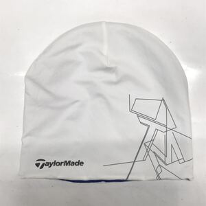 【USED】TaylorMade テーラーメイド ニット帽 ホワイト 白 ブルー 青 レディース ゴルフウェア