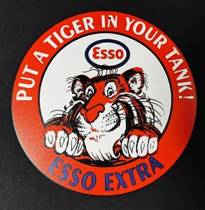 ★ ESSO MOTOR OIL PUT A TIGER IN YOUR TANK! エッソモーターオイル エッソタイガー サークル看板 エッソタイガー ヴィンテージ風★