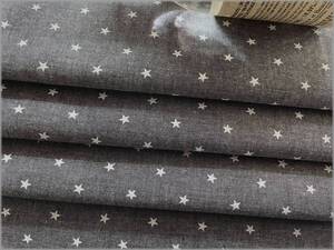 mets★5m*20Sダンガリープリント*スター星*gray*防縮加工*生地C5