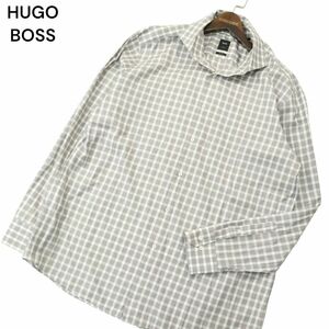 HUGO BOSS ヒューゴボス 通年 SLIM FIT★ 長袖 ホリゾンタルカラー チェック シャツ Sz.46　メンズ　A4T01083_2#C