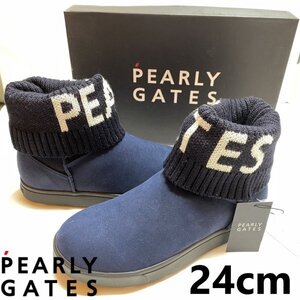 PEARLY GATES パーリーゲイツ リブニット ヌバック ゴルフ レディース ショートブーツ 053-1292102 120 箱有り 24cm