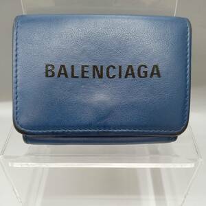 BALENCIAGA バレンシアガ 551921 三つ折り財布 ミニウォレット ダークブルー 店舗受取可