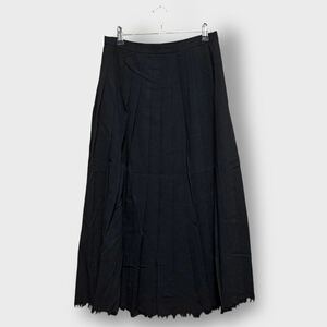 ●洗濯プレス済み● SPADACINI スパダチーニ ウールロングスカート マキシスカート プリーツスカート ブラック size44【2805】