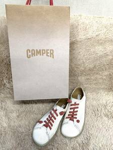 ☆美品☆CAMPER カンペール　レザースニーカー Ｐeu Cami（ペウ・カミ）35インチ　22.5ｃｍ　ホワイト　ゴムひも（05205