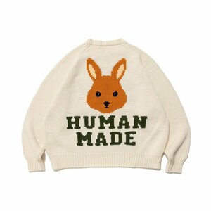 HUMAN MADE ヒューマンメイド RABBIT RAGLAN KNIT SWEATER セーター ニット 上着 ファッション 長袖 ベージュ 中古 L TN 1