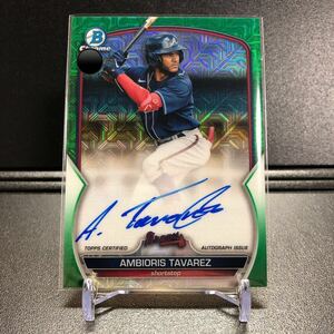 99枚限定 Ambioris Tavarez 2023 Topps Bowman Mega Box #BMA-AT Chrome Mojo Refractor Auto Green /99 Braves