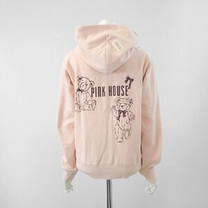 ● PINK HOUSE ◆ テディベア スウェット ジップアップ パーカ ピンク Lサイズ くま ロゴワッペン トレーナー ピンクハウス ◆G113