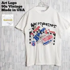 90s アメリカ製 プリントデザイン Tシャツ 袖裾シングルステッチ 古着