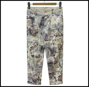 Paul Smith COLLECTION ポールスミス コレクション CANAL SKETCHBOOK LINEN PANT スケッチブック 風景画 水彩 総柄 クロップド パンツ 78