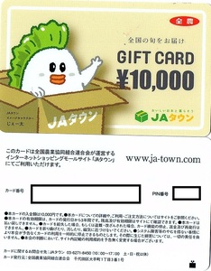 JAタウン　ギフトカード（ギフト券）　10000円分　2026年5月25日迄有効　全国農業協同組合連合会・全農　メール送付可