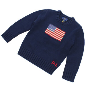 【新品未使用正規品】ラルフローレン RALPH LAUREN キッズ－セーター，ニット ブランド 8才相当 323668285001 HUNTER NVY ネイビー系