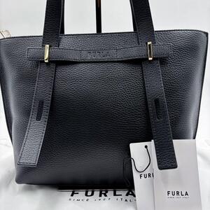 未使用に近い フルラ FURLA トートバッグ ジョーヴェ シボ革 付属品付き