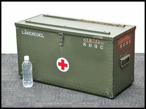 ●6) スウェーデン軍 木製コンテナ LKEMEDEL ミリタリーボックス/輸送コンテナ/輸送箱/PLYFA MALMO Sweden Military Box