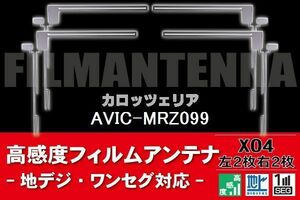 地デジ ワンセグ フルセグ フィルムアンテナ 右2枚 左2枚 4枚 セット カロッツェリア carrozzeria 用 AVIC-MRZ099 対応 フロントガラス