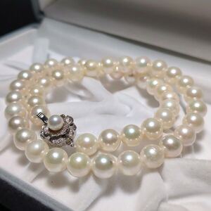 【8.5-9.0mm】アコヤ真珠 43.5cm ホワイト ネックレス 本真珠 アクセサリー SILVER pearl あこや パール